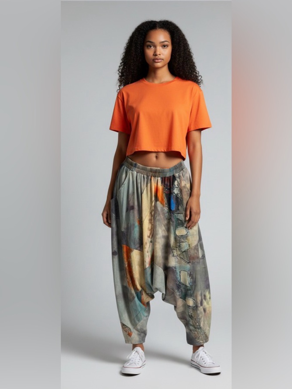 3 PotTo Colorful Artistic Graphic Print Harem Pants Size Xs/S